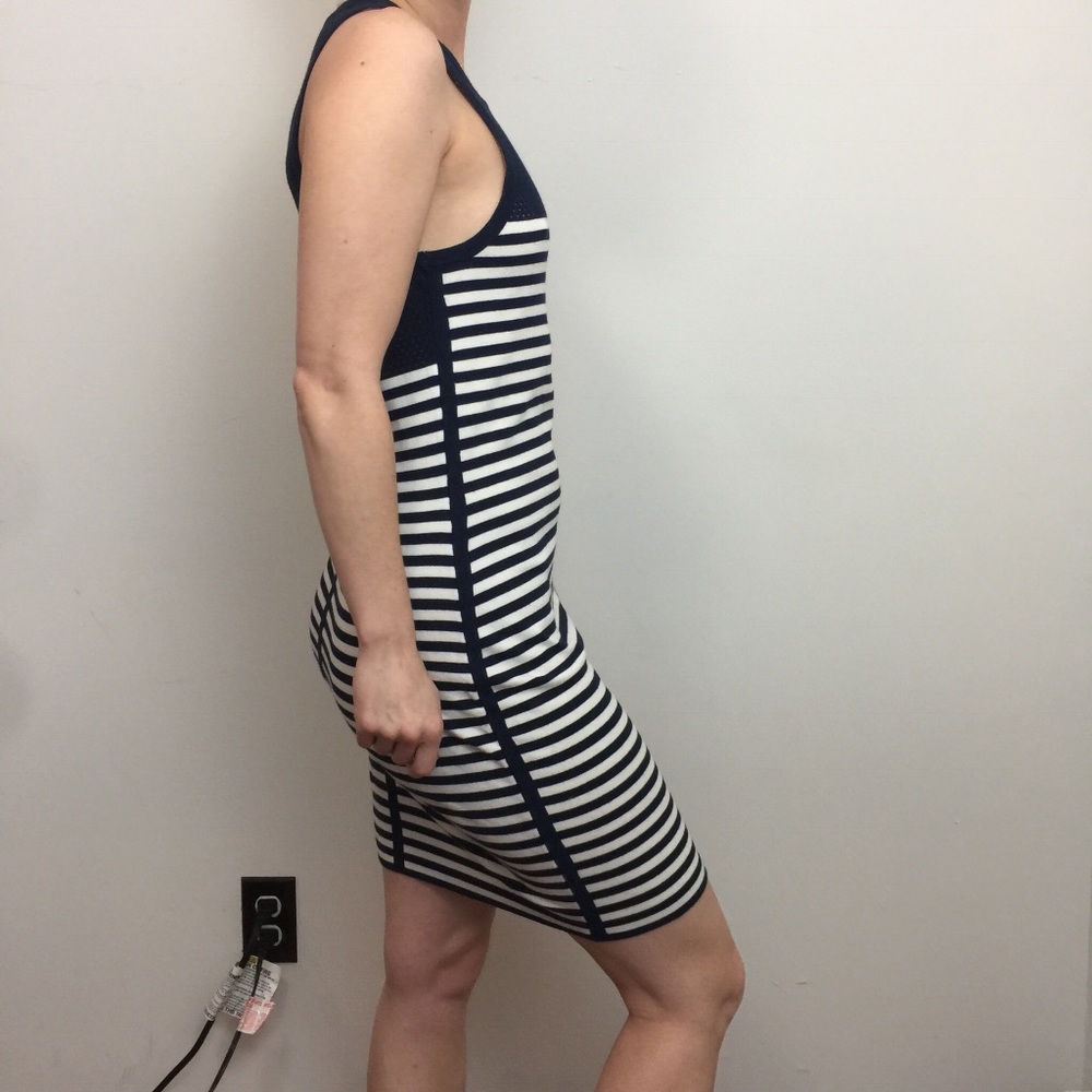 Rag & Bone Blue Striped Mesh Shift Midi Dress - Picture 3 of 8